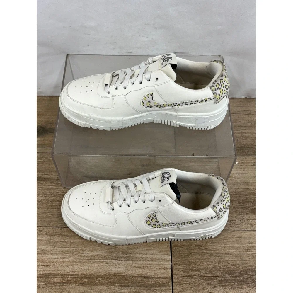 Nike Air Force 1 Pixel Leopard‎ Print White Women Shoes Size 8.5 DH9632 101 - Picture 9 of 10